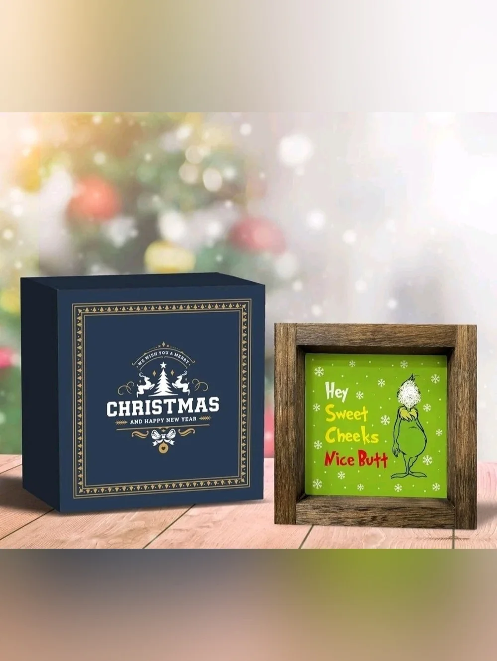 Christmas Wooden Sign for Home Bathroom Decor, 7x7